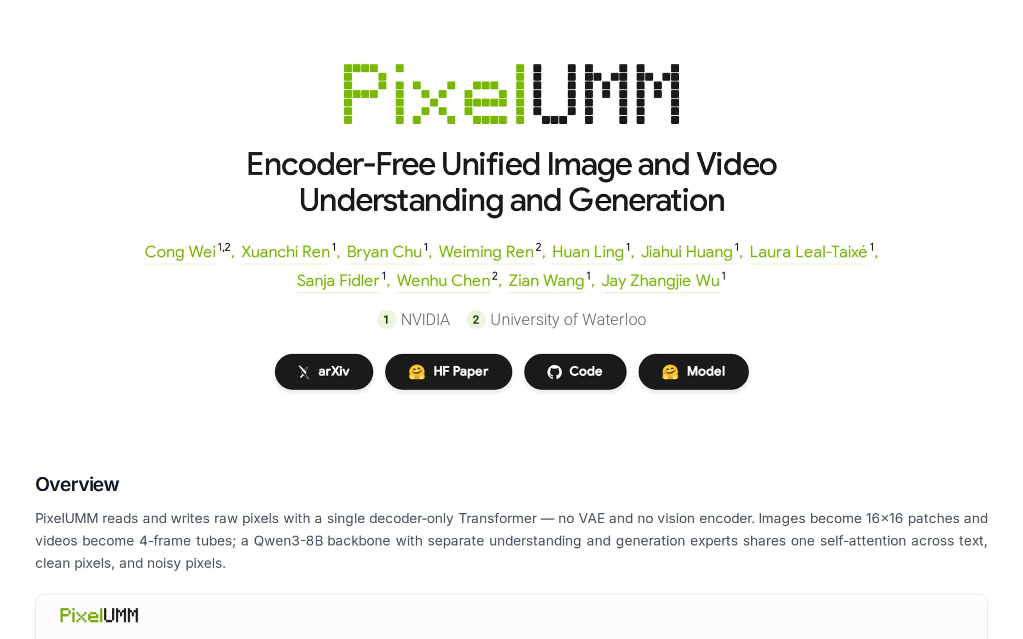PixelUMM深度评测：NVIDIA与滑铁卢大学联合打造的无编码器统一多模态模型 封面图