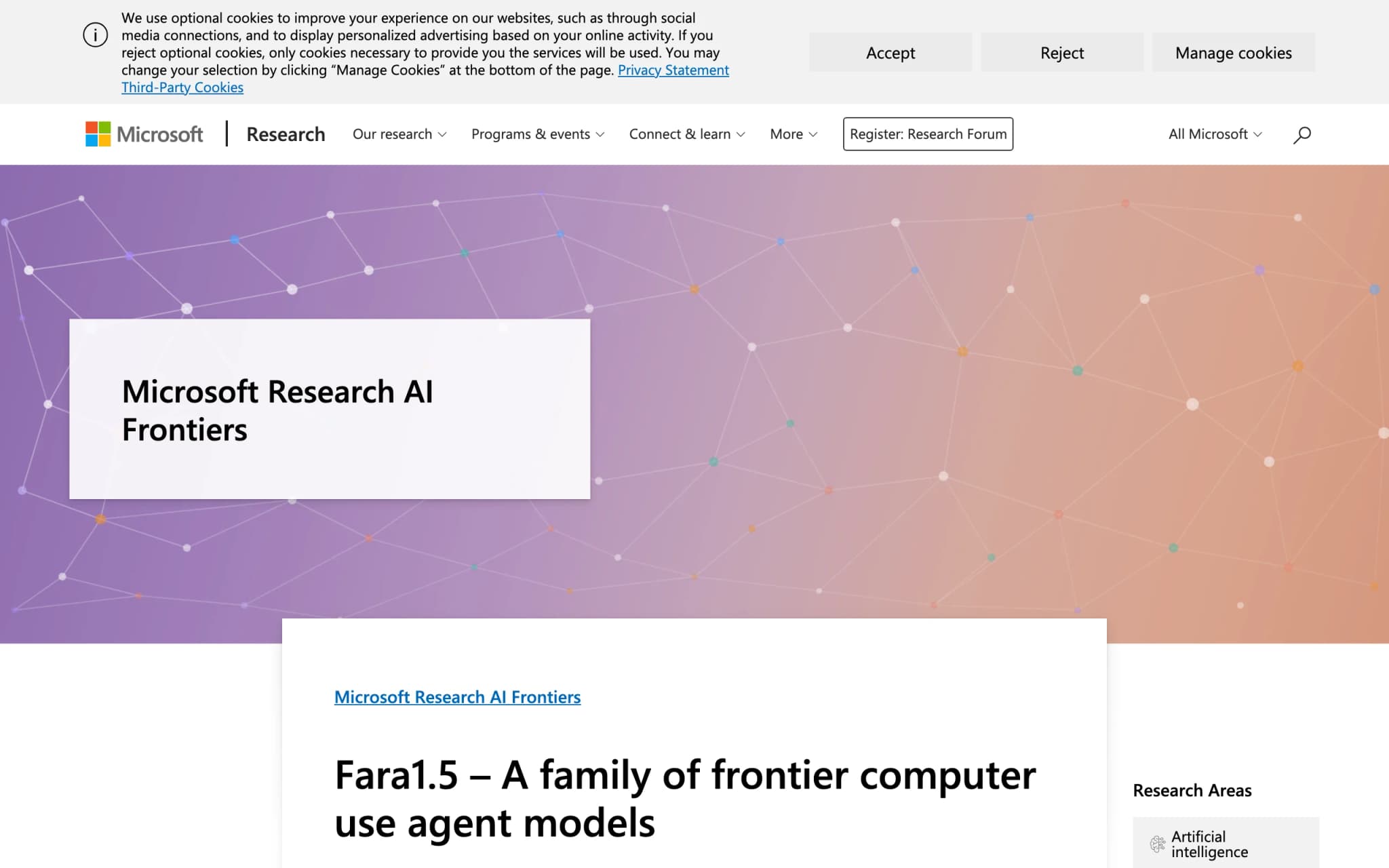 Fara1.5 – 微软推出的浏览器端 AI 智能体模型系列 封面图