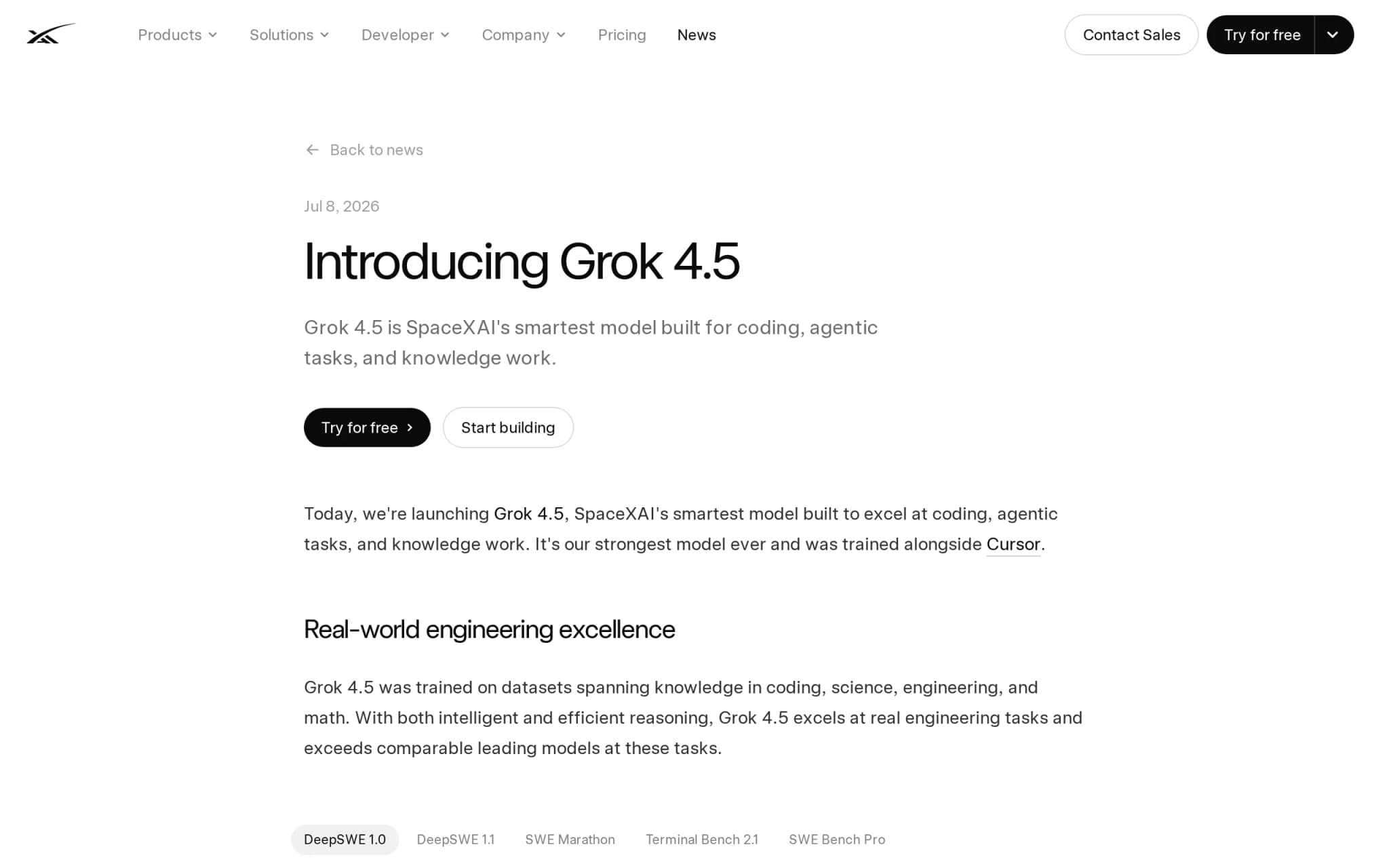 Grok 4.5 – SpaceXAI推出的一代旗舰大语言模型 封面图