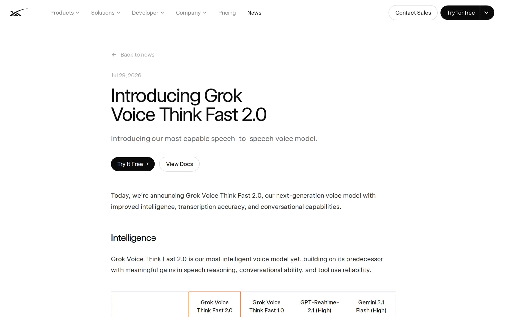 Grok Voice Think Fast 2.0 – SpaceXAI 推出的语音模型 封面图
