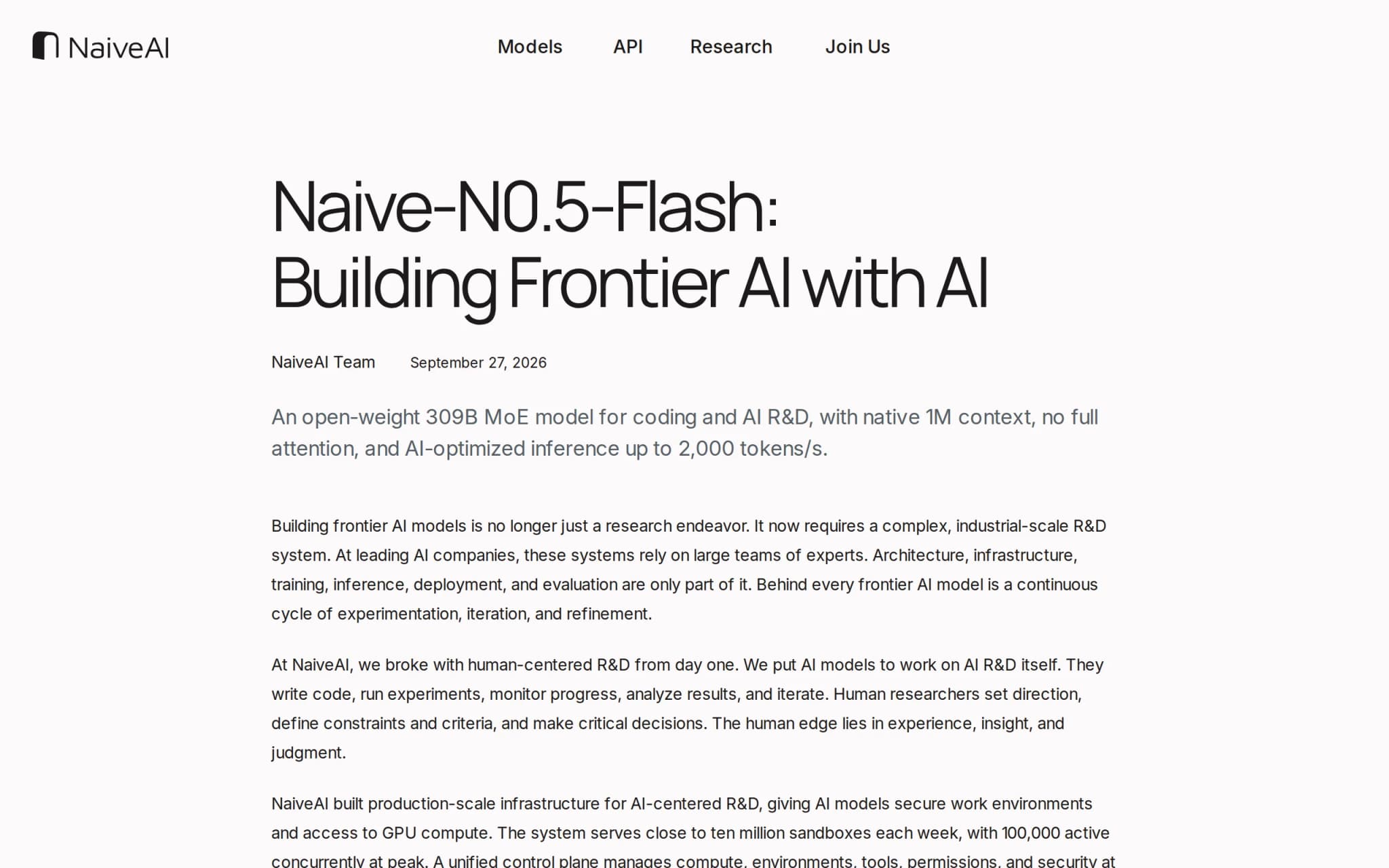 Naive-N0.5-Flash:NaiveAI 开源的 309B MoE 大模型,专为 AI 研发而生 封面图