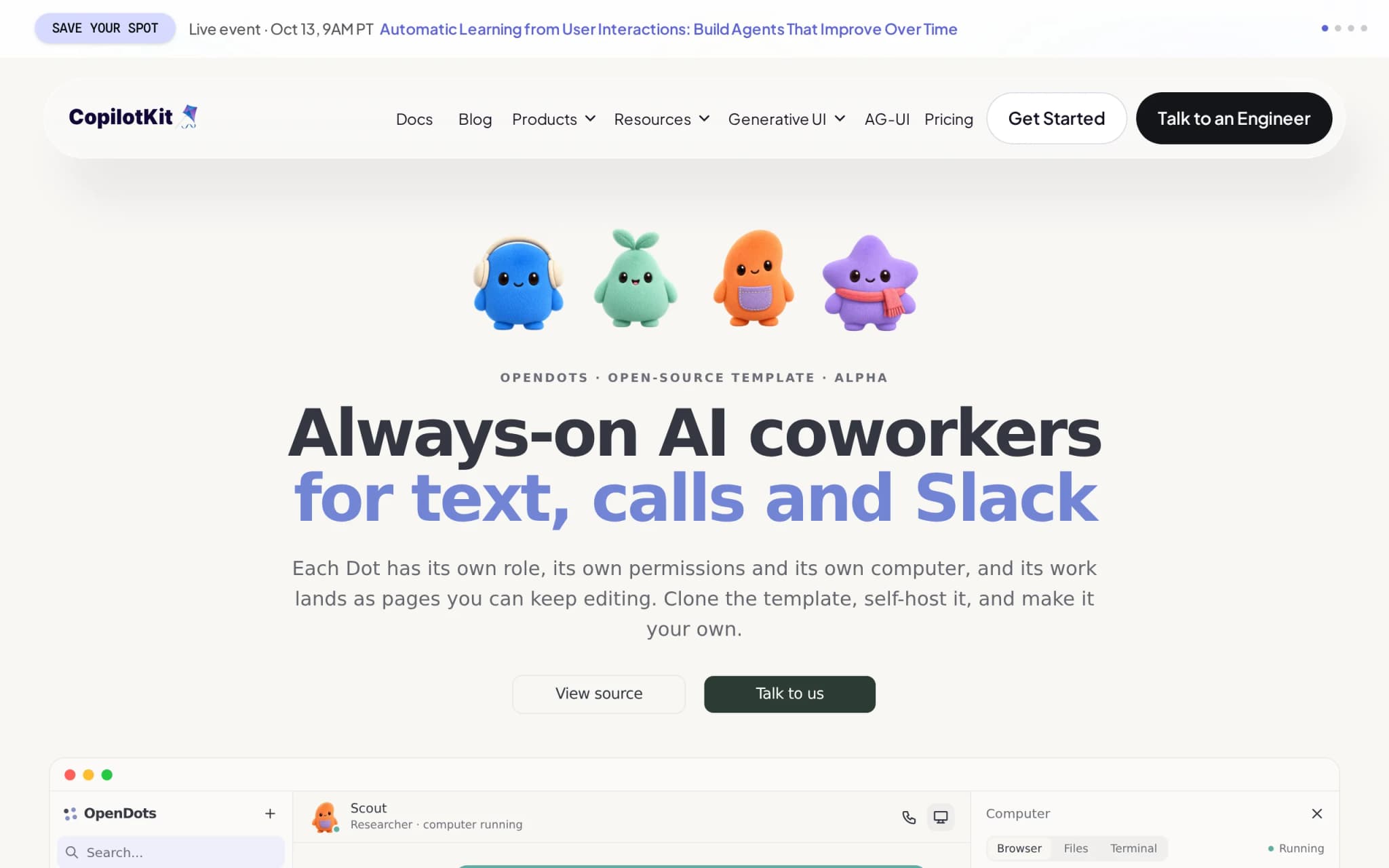 OpenDots 深度评测:CopilotKit 开源的 AI 同事工作区,能否成为 OpenAI Dots 的替代方案? 封面图