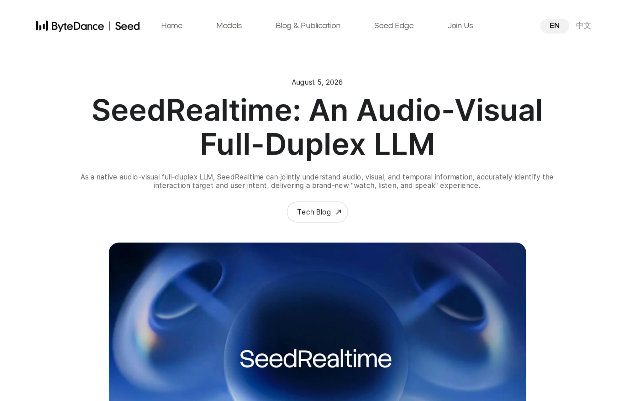 SeedRealtime – 字节跳动推出的原生音视频全双工大模型 封面图